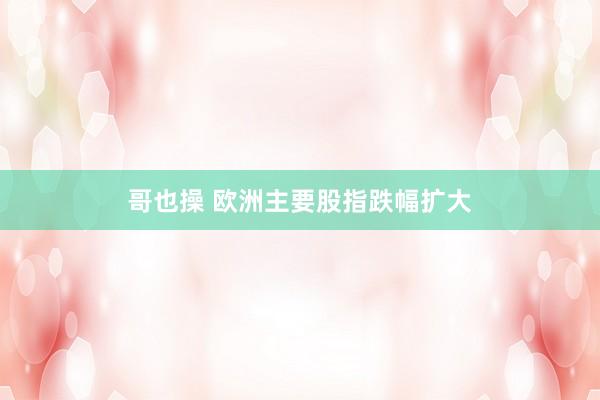 哥也操 欧洲主要股指跌幅扩大