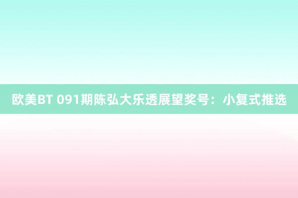 欧美BT 091期陈弘大乐透展望奖号：小复式推选