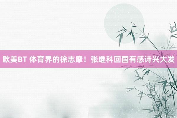 欧美BT 体育界的徐志摩！张继科回国有感诗兴大发