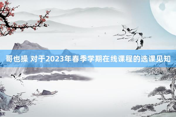 哥也操 对于2023年春季学期在线课程的选课见知