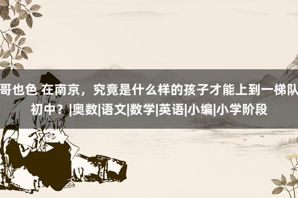 哥也色 在南京，究竟是什么样的孩子才能上到一梯队初中？|奥数|语文|数学|英语|小编|小学阶段