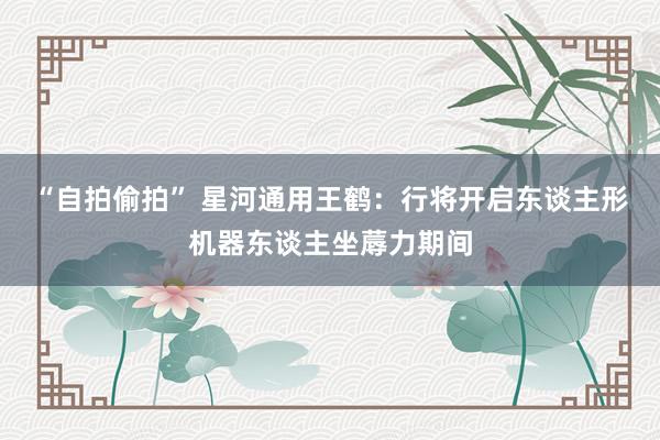 “自拍偷拍” 星河通用王鹤：行将开启东谈主形机器东谈主坐蓐力期间