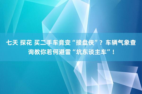 七天 探花 买二手车竟变“接盘侠”？车辆气象查询教你若何避雷“坑东谈主车”！