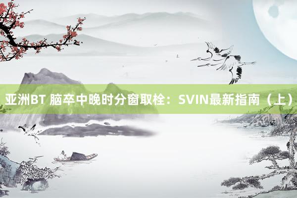 亚洲BT 脑卒中晚时分窗取栓：SVIN最新指南（上）